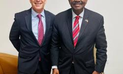 Honorable Mark C. Toner (left), the United States of America  Ambassador, accredited near Monrovia and Minister of Justice and Attorney General, Cllr. N. Oswald Tweh.