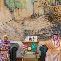 Liberia’s Minister of Foreign Affairs, Her Excellency Mme. Sara Beysolow Nyanti along with Deputy Foreign Minister and Acting Foreign Minister of Saudi Arabia, His Excellency Mr. Waleed A. Elkhereiji
