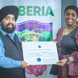  Liberia’s Minister of Foreign Affairs, H.E. Mme. Sara Beysolow Nyanti receives the newly appointed Honorary Consul of the Slovak Republic, Mr. Upjit Singh Sachdeva