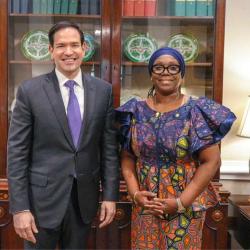  Minister of Foreign Affairs H.E Sara Beysolow Nyanti With U.S  Secretary of States and Acting National Security Advisor Mr. Marco Rubio,