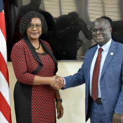 Deputy Minister of Foreign Affairs, Ambassador Ethel Davis along with the newly appointed World Food Programme (WFP) Country Director to Liberia, Dr. Agbessi Komla