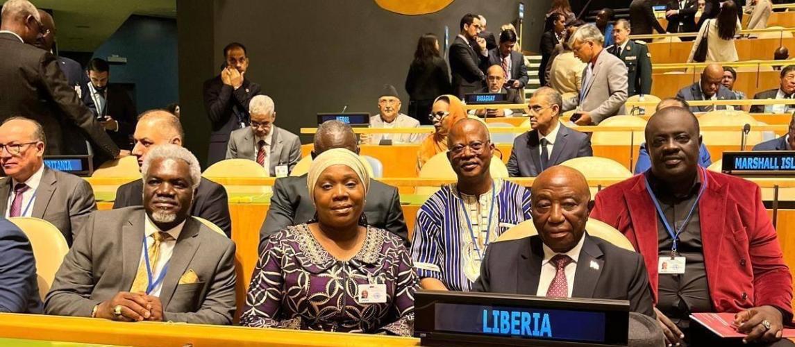 (R-L) H.E. Joseph Nyuma Boakai, Sr., President of Liberia and the Liberian delegation at the UN General Assembly; New York, September 24, 2024.