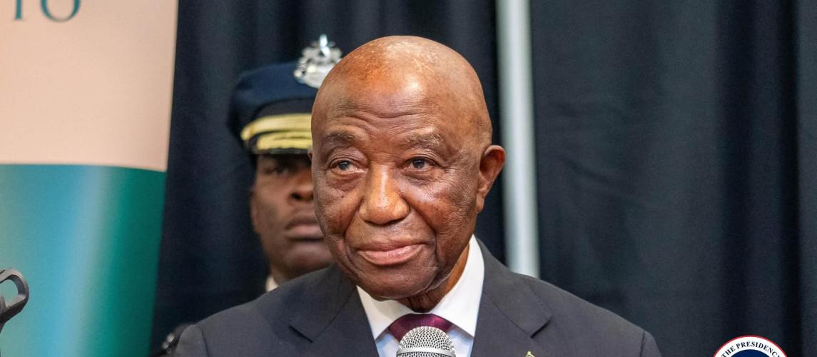 His Excellency President Joseph Nyuma Boakai, Sr. speaking at the 30th anniversary of the Center for Africa Peace and Conflict Resolution  