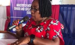 Photo Credit: Madam J. Cecelia Gould, Director GSIU speaks at the MIA/GSIU Awareness Workshop