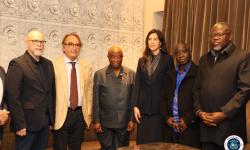 H.E. President Joseph Nyuma Boakai, Sr., (middle) and Liberian Government officials pose for a photo with leaders of the Italian Business Group, Confimea Mediterraneo, after a meeting in Rome, Italy, October 16, 2024