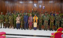 Liberia’s Minister of Foreign Affairs, Her Excellency Sara Beysolow Nyanti in a group photo with Africa Study Tour of the Ghana Armed Forces Command