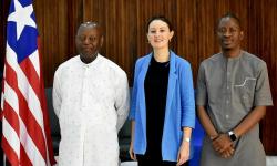 Hon. Reginald B. Goodridge, Director General, Foreign Service Institute (FSI)along with Mme. Joanna Mark Reiter, Deputy Chief of Mission at the British Embassy and Assistant Minister for European Affairs, Hon. Leon M. Talery  