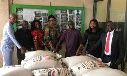 Health Minister Dr. Louise Kpoto, flanked by Agriculture Minister, J. Alexander Nuetah(PHD) and his Deputies at the ceremony.