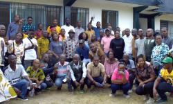 MOA&#039;s Agriculture Extension staff in a group photo with Hon. Minister and Deputies at the workshop 