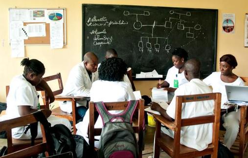 A group of Liberian health professionals participate in a Center-supported training program that accredits them as mental health clinicians. Photo: The Carter Center