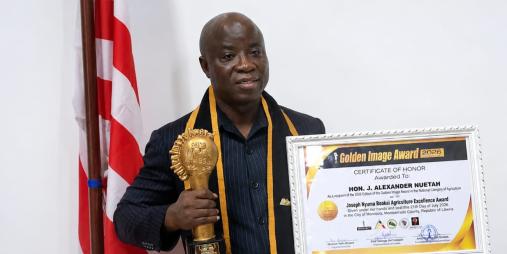 Agriculture Minister Receives Golden Image Award, Dedicates Honor to President Boakai, Ministry Staff and Liberian Farmers