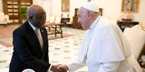 H.E. Joseph Nyuma Boakai, Sr. President of Liberia, is received at the Vatican by His Holiness Pope Francis, the global leader of the Roman Catholic Church, Friday, October 18th, 2024