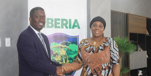 Dr. Aaron Weah with Foreign Minster H.E Sara Beysolow Nyanti