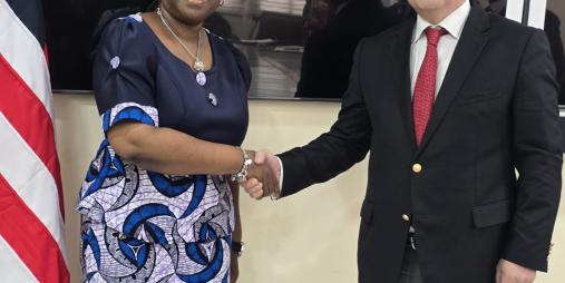 Foreign Minister H.E. Mme. Sara Beysolow Nyanti along with Mr. Mustafa Kemel Basa, Deputy Director General for Administrative and Financial Issues at the Ministry of Foreign Affairs of the Republic of Türkiye, 