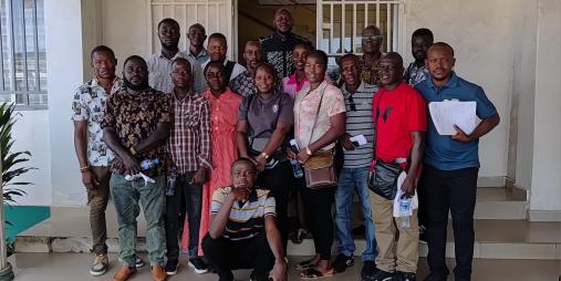 A group photo of the technicians at the PMU before deployment into the field
